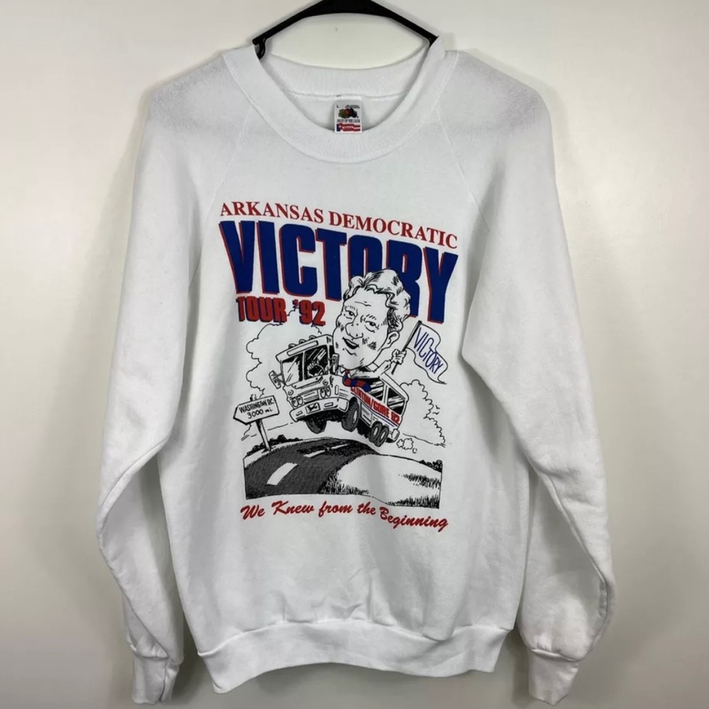 Vintage 90s 1992 Bill Clinton Caricature Presidential Campaign Sweatshirt Lrg